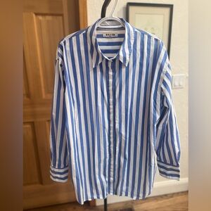 Boden Blue and White Striped Button Down Shirt